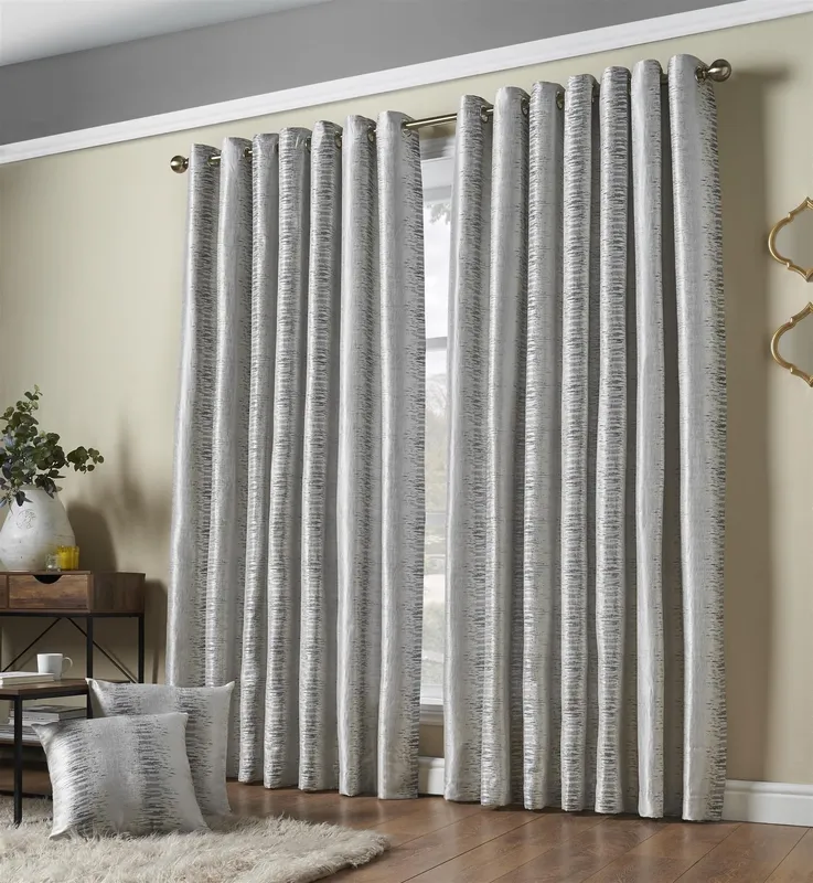 Terrys Reflections Ready Made Eyelet Curtains Silver