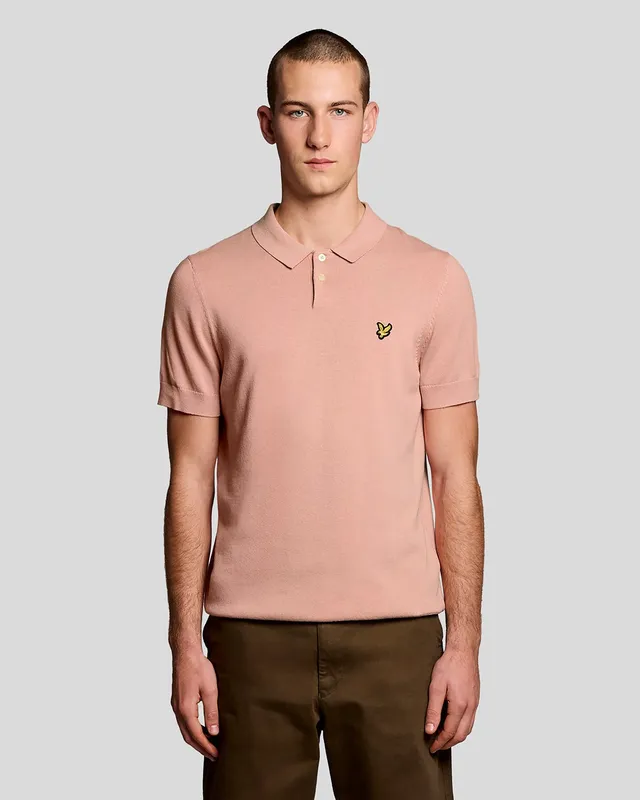 Lyle & Scott Men's Cotton Knitted Polo Shirt in Pink