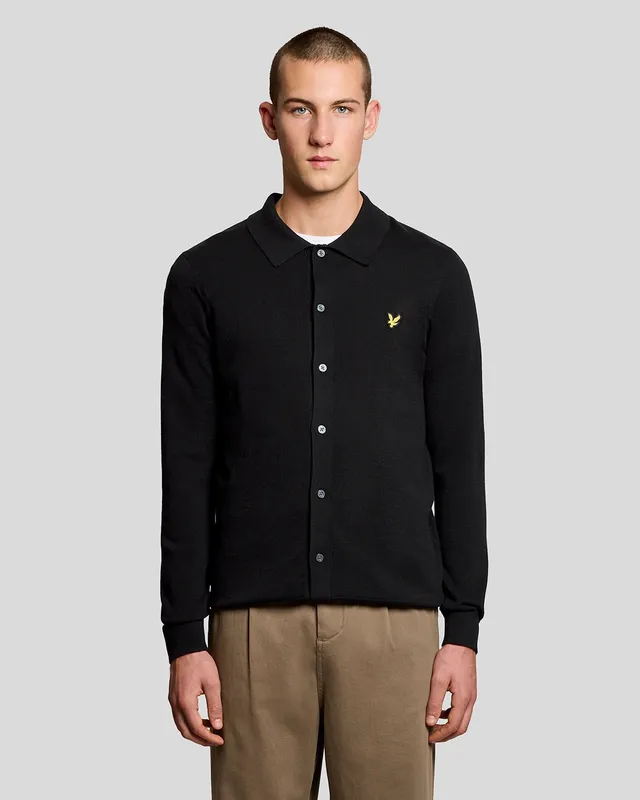 Lyle & Scott Men's Cotton Knitted Shirt in Black