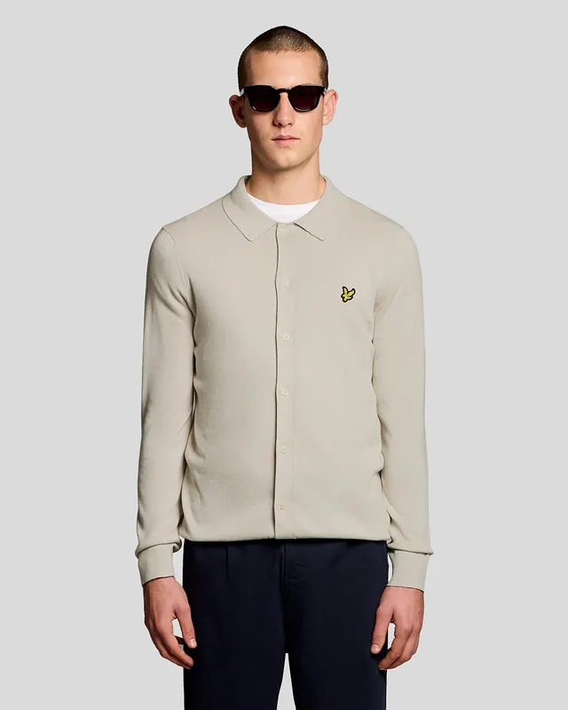 Lyle & Scott Men's Cotton Knitted Shirt in Grey