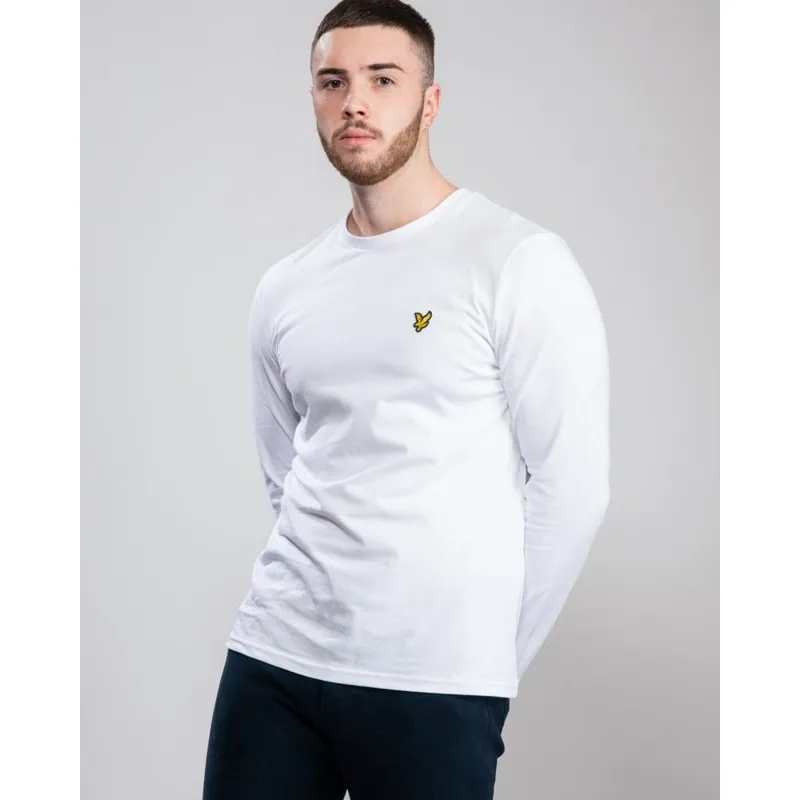 Lyle & Scott Mens Ls Crew Neck T-Shirt - White Cotton - Size 2xl