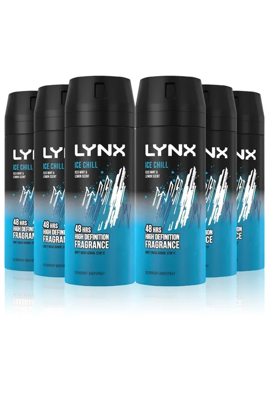Lynx 'Body Spray' Ice Chill 48-H High Definition Deo, 6x150ml in Blue - Blue