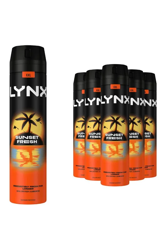 Lynx Sunset Fresh 'Deodorant Body Spray' 48H Fresh 250ml, 6 Pack in Black - Black