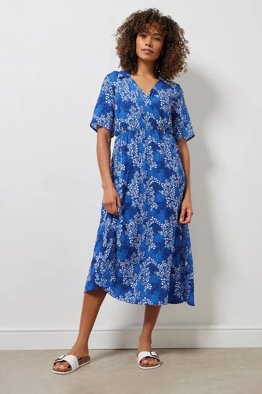 M&Co Women's Abstract Maxi Dress in Blue Size: 14 - Blue - Size: 14