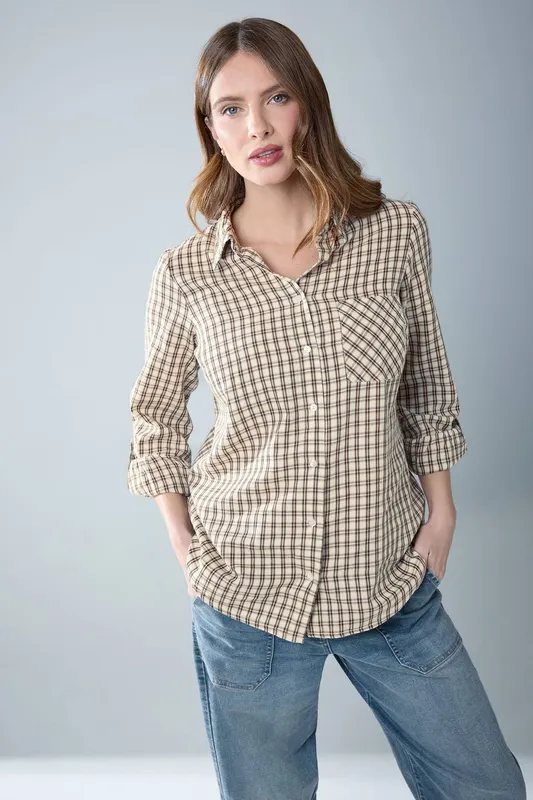 M&Co Women's Check Cotton Shirt Size: 20 - Multicolor