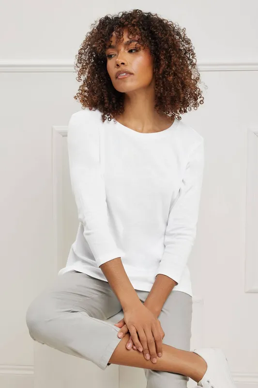 M&Co Women's Cotton Essential T-shirt in White Size: 18 White