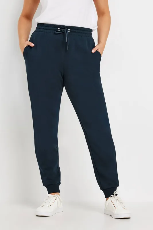 M&Co Women's Cuffed Drawstring Joggers in Blue Size: 12 Blue 12