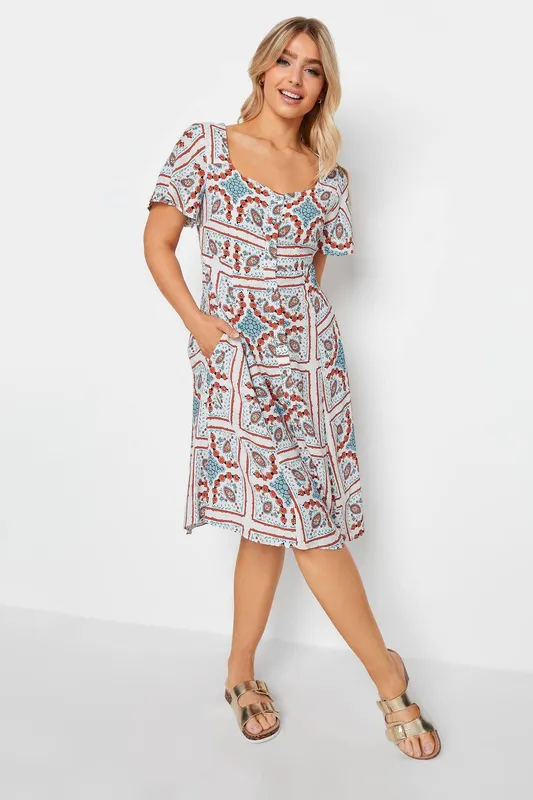 M&Co Women's Midi Dress in White Size: 10 - White