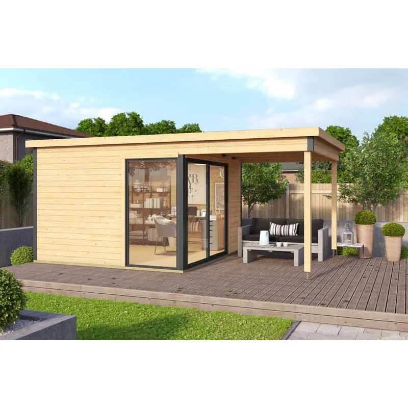 Lasita Maja Ltd Domeo 2 + Domeo 2 Al pack Iso-Log Cabin - L524xW319.6xH239.4 cm in Brown Brown