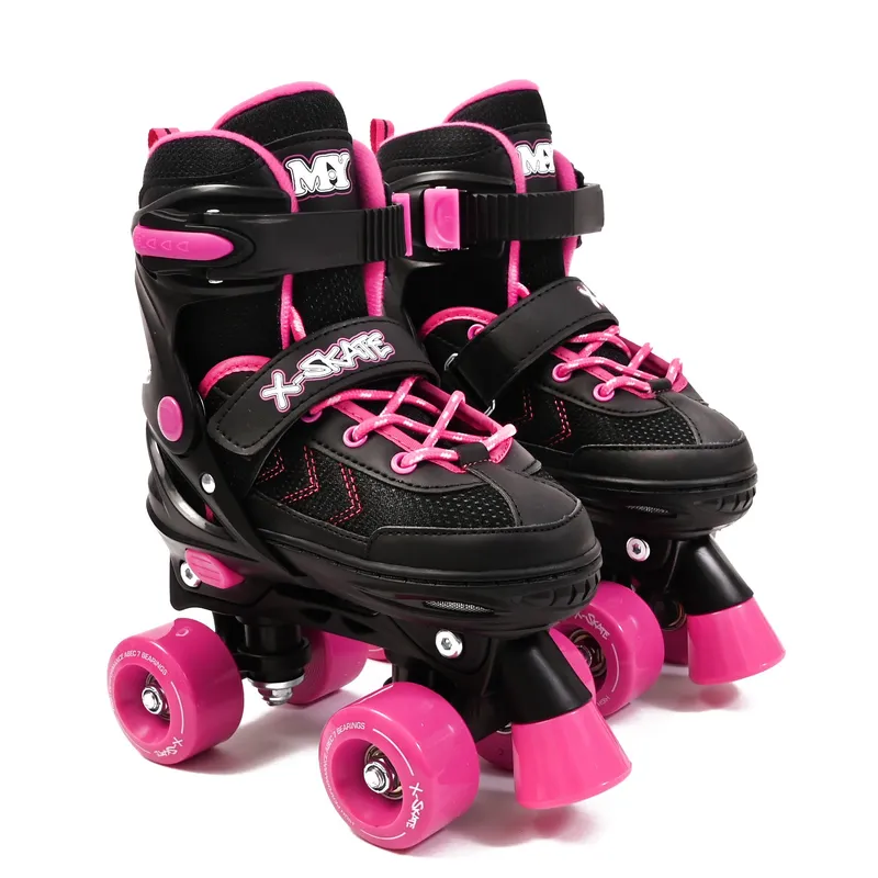 M.Y Adjustable Quad Roller Skates with Built In Adjusters in Pink Size: Medium Pink Medium