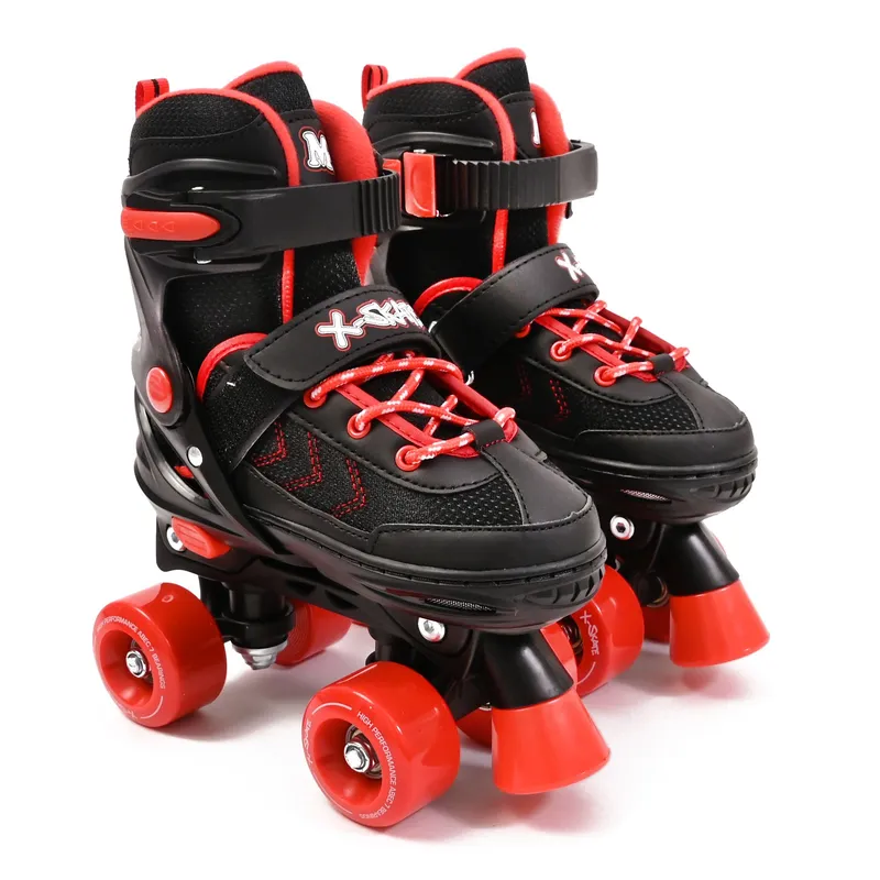 M.Y Adjustable Quad Roller Skates with Built In Adjusters in Red Size: Small Red Small