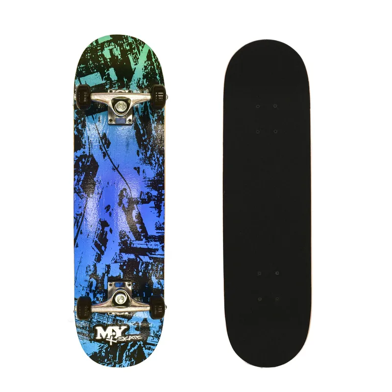 M.Y Complete Skateboard 31" Double Kick Beginner Skateboard in Midnight Midnight