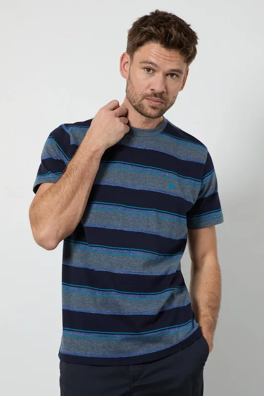 Debenhams Men's Navy Multi Stripe T-shirt Size: Large - Navy
