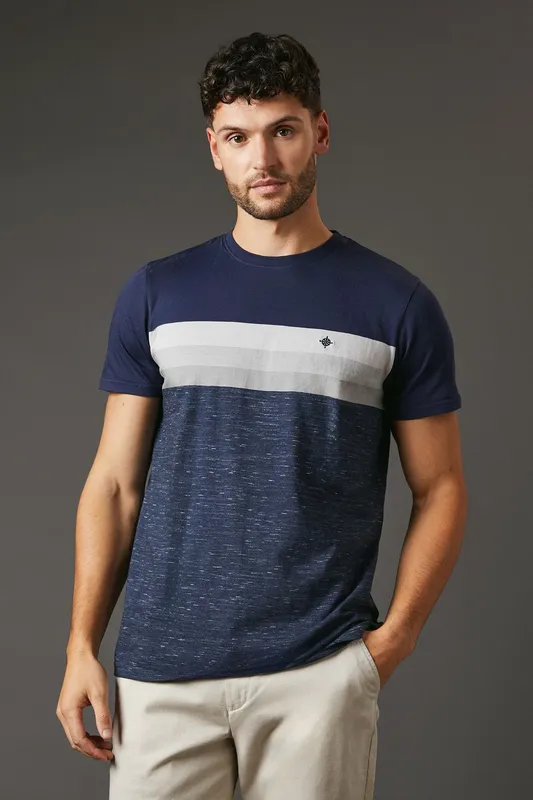 Debenhams Men's Navy Detroit Stripe T-shirt Size: XL - Navy