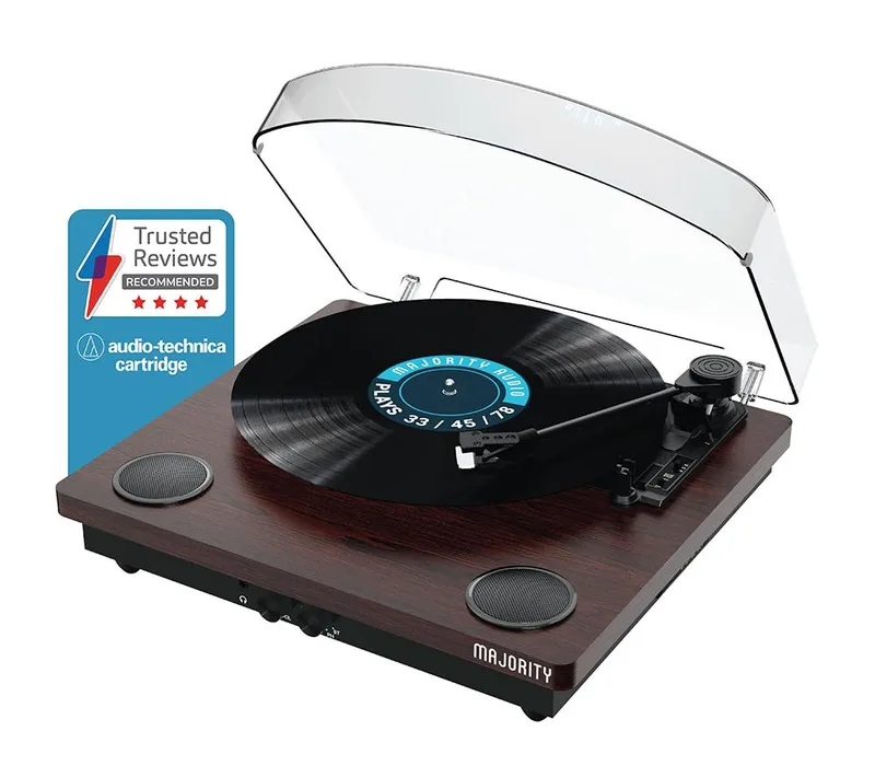 Majority Moto Bluetooth Turntable - Walnut, Brown
