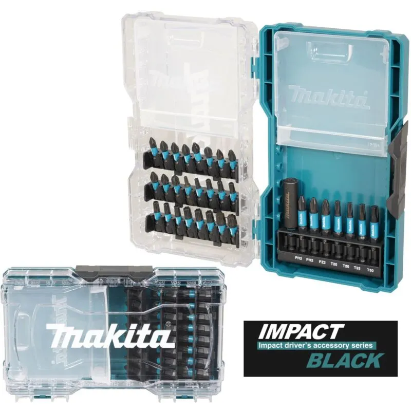 32 Piece Impact Black Screwdriver Bit Set Pozi 50mm 25mm Impact Driver - Makita