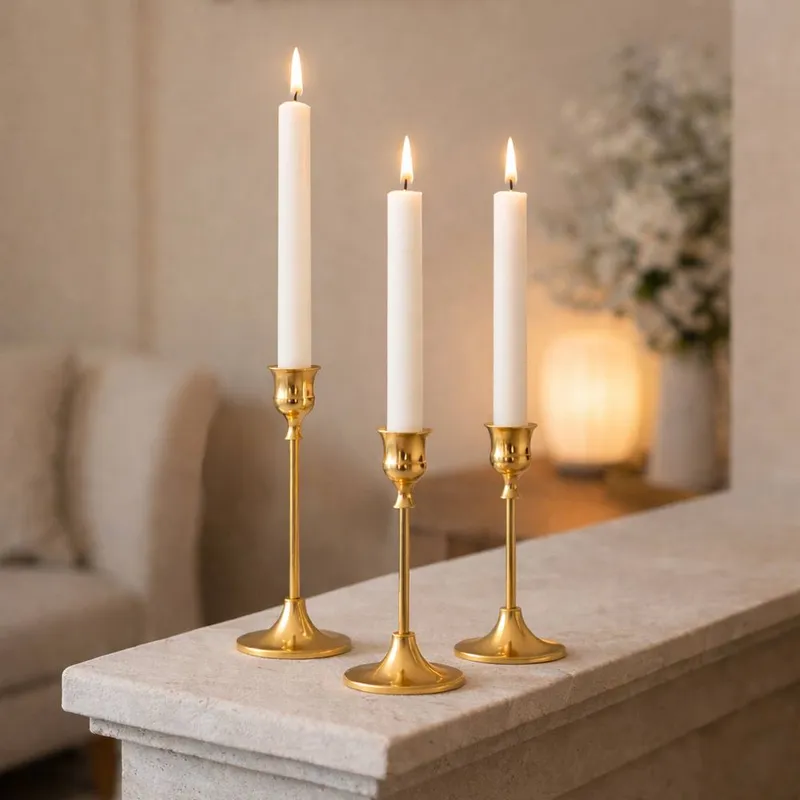 Marco Paul 3pc Dinner Candle Holder Set - Gold Size: 500g Gold 500g