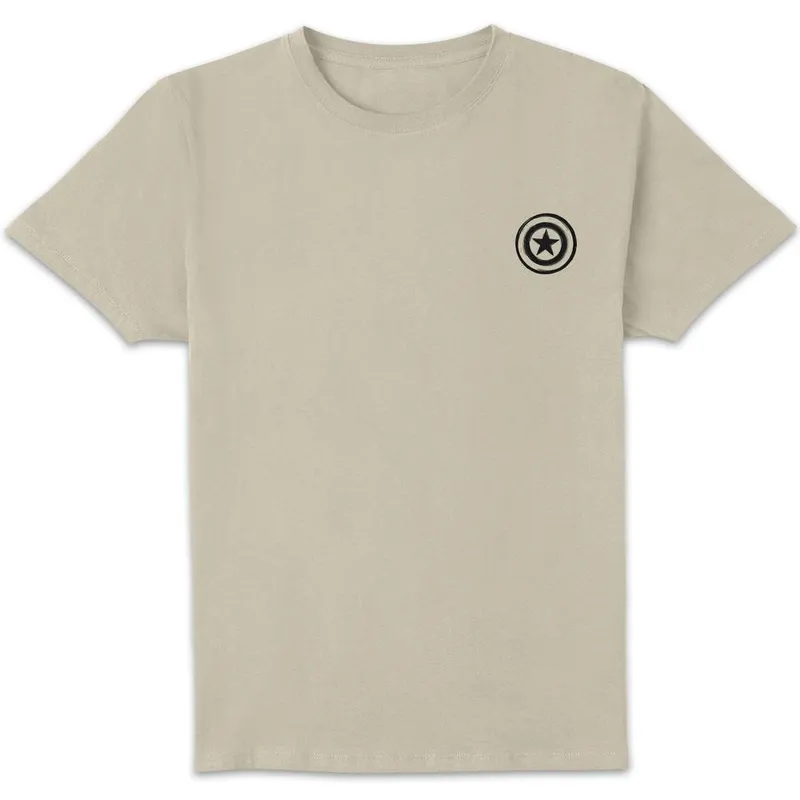 Marvel Captain America Linocut Unisex T-Shirt - Cream Size: XL Cream