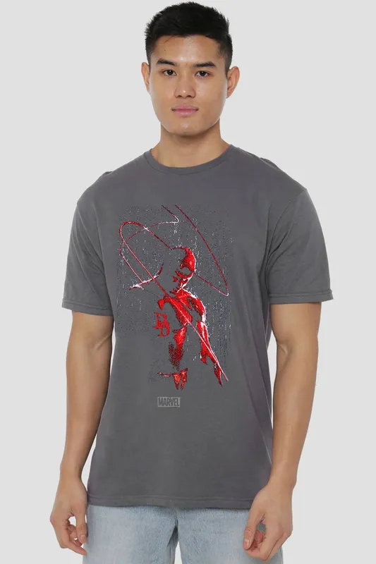 Marvel Daredevil Rain T-Shirt in Grey Size: 3XL Grey 3XL