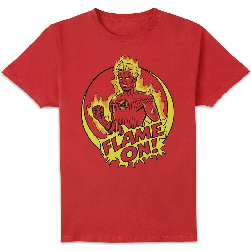 Marvel Fantastic Four Flame On Unisex T-Shirt - Red Size: XL Red