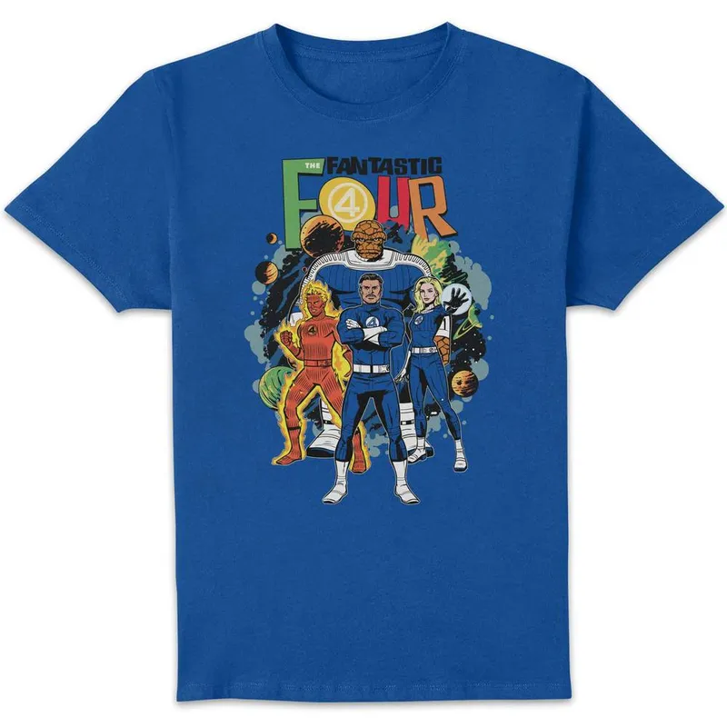 Marvel Fantastic Four Universe Unisex T-Shirt - Blue Size: XL Blue XL