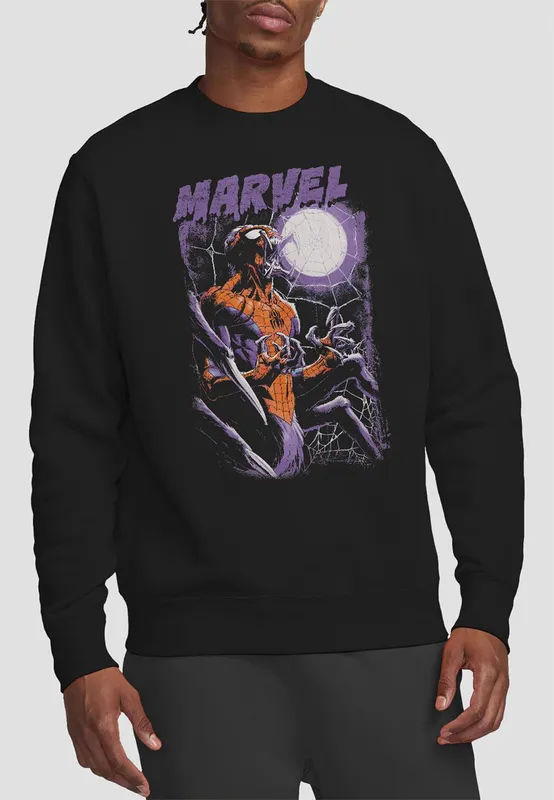 Marvel Unisex Halloween Manspider Roars Sweatshirt, Black Size: XL - Black