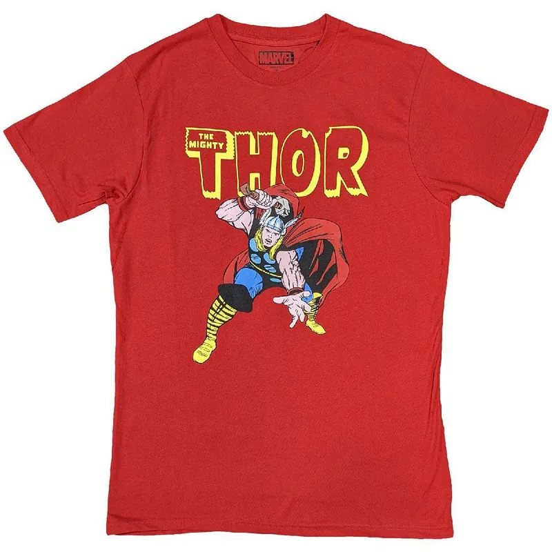 Marvel Unisex Thor Hammer T-Shirt in Red Size: Small - Red