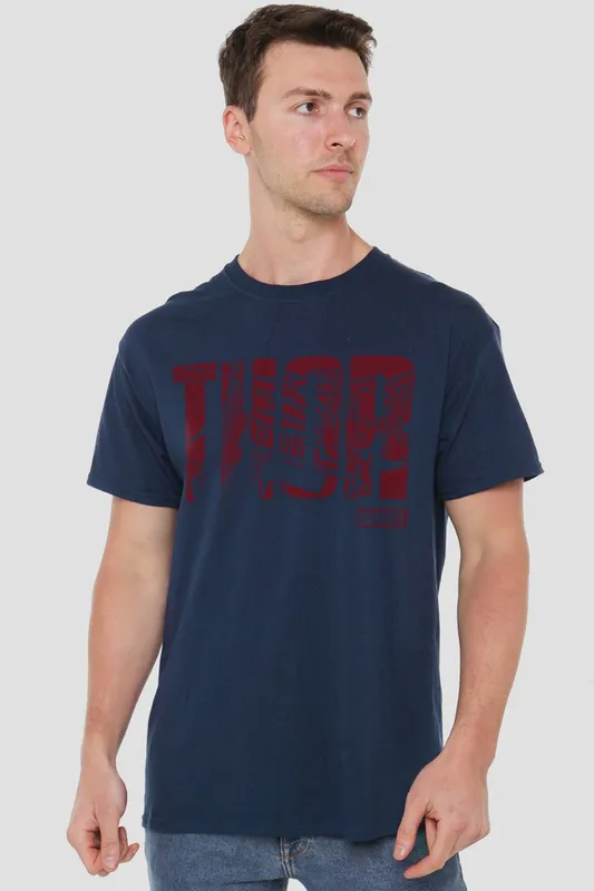 Marvel Thor Text T-Shirt in Navy Size: 2XL Navy