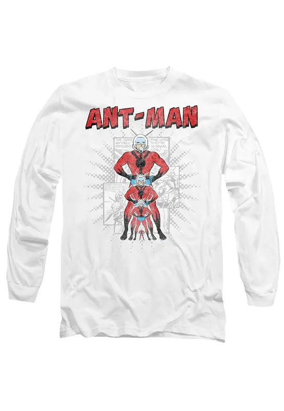 Marvel Unisex AntMan Shrinking Hero Long Sleeve T-Shirt, in White Size: Small White female