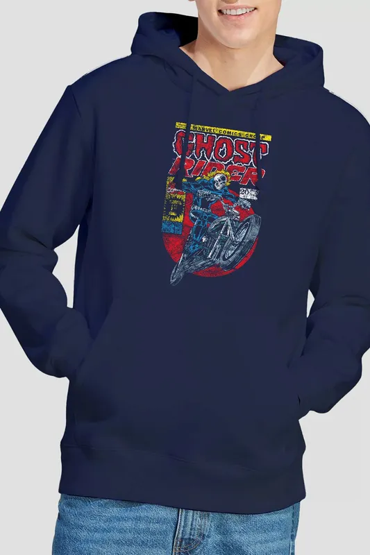 Marvel Ghost Rider Hoodie in Navy Size: Small Navy S