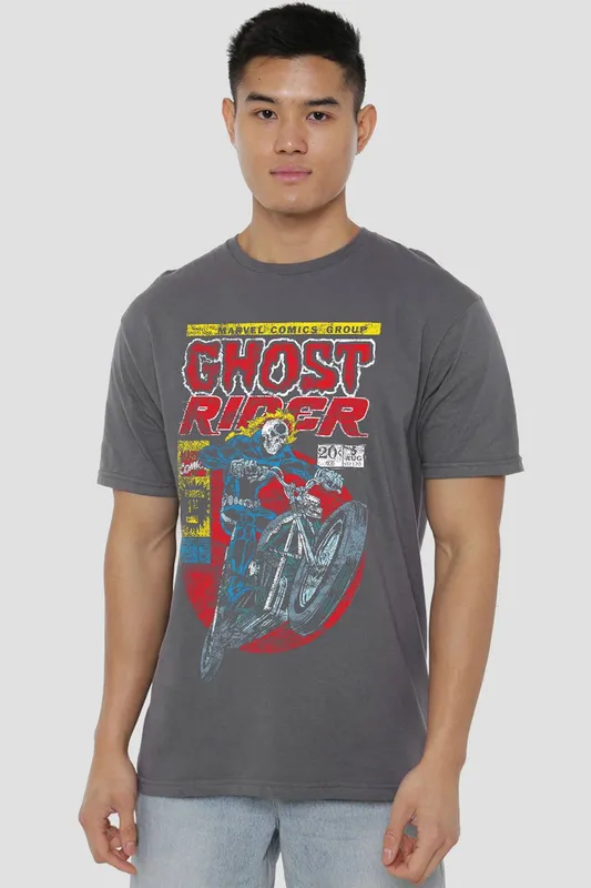 Marvel Unisex Ghost Rider T-Shirt in Grey Size: 3XL - Grey - Size: 3XL
