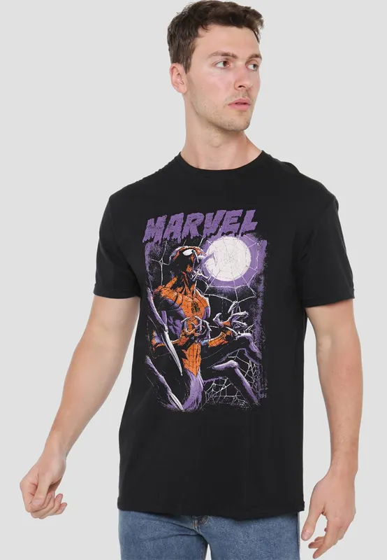 Marvel Unisex Halloween Manspider Roars T-Shirt, Black Size: 4XL - Black