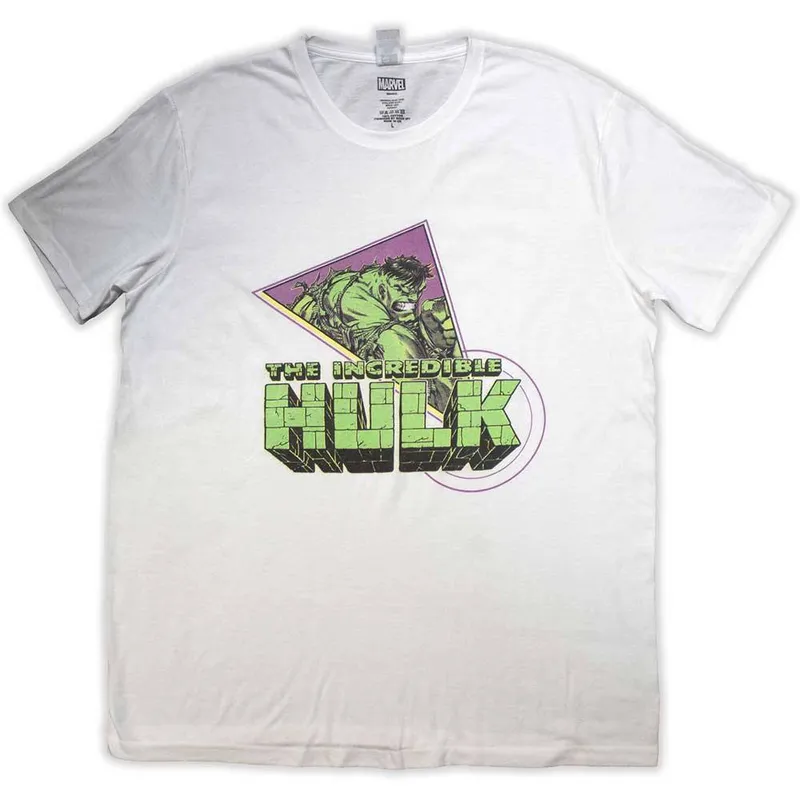 Marvel Unisex Hulk Triangle Logo T-Shirt in White Size: XL White female