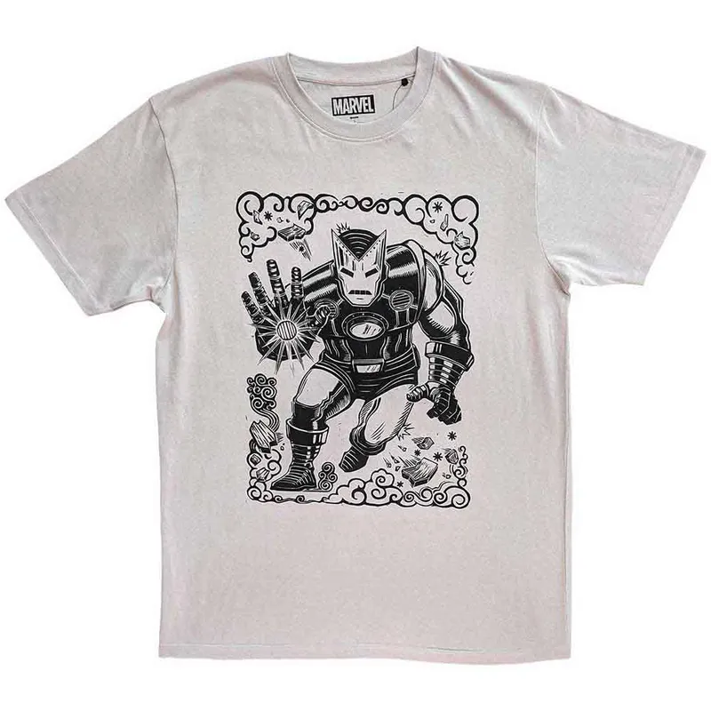 Marvel Unisex Iron Man Sketch T-Shirt in Natural Size: XL - Natural