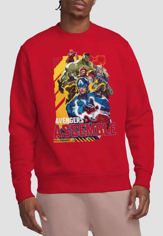 Marvel Rivals Avengers Assemble Group Sweatshirt, Red Size: Medium Red M