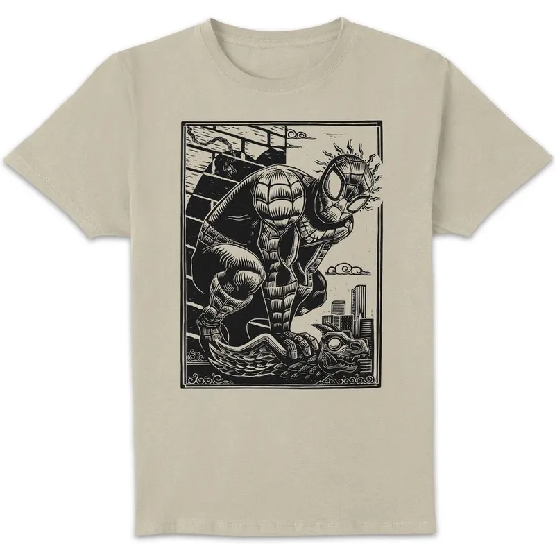 Marvel Spiderman Line Art Unisex T-Shirt - Cream Size: Large Cream L