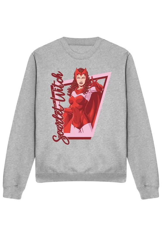 Marvel Universe Scarlet Witch Classic Pose Sweatshirt, Athletic Heather in Light Grey Size: XL Light Grey XL