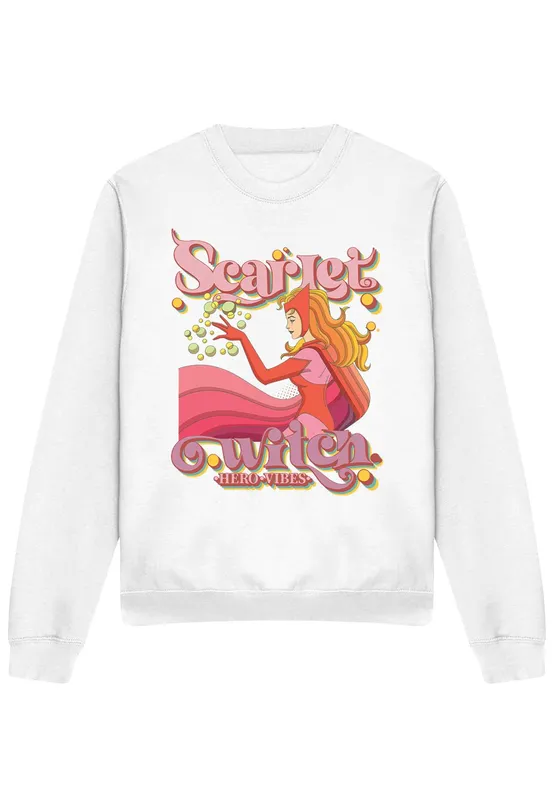 Marvel Universe Scarlet Witch Hero Vibes Sweatshirt, White Size: XL White XL
