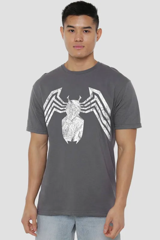 Marvel Venom Emblem T-Shirt in Grey Size: XL Grey XL