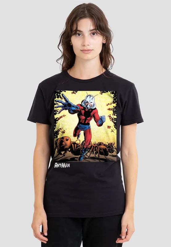 Marvel Women's AntMan Crackle T-Shirt, Black Size: XL Black XL