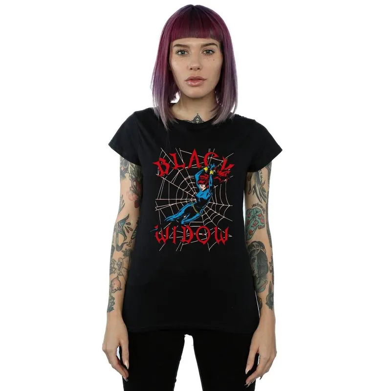 Marvel Women's Black Widow Web Cotton T-Shirt Size: XL Black XL