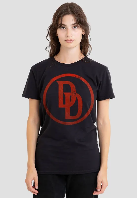 Marvel Women's Daredevil Born Again Symbol T-Shirt, Black Size: 2XL - Black