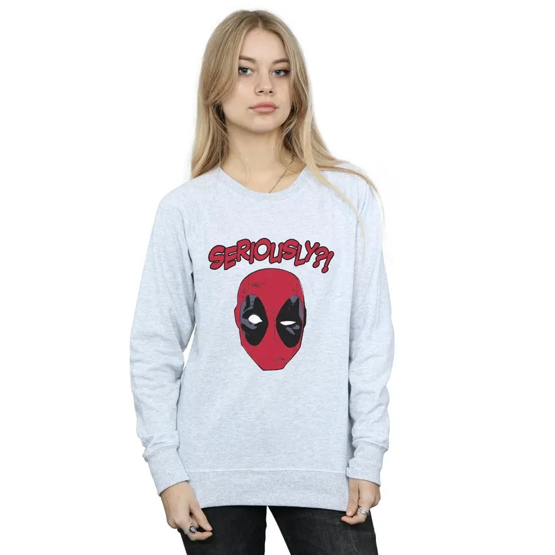Marvel Women's Deadpool Seriously Sweatshirt in Grey Size: Small Grey S
