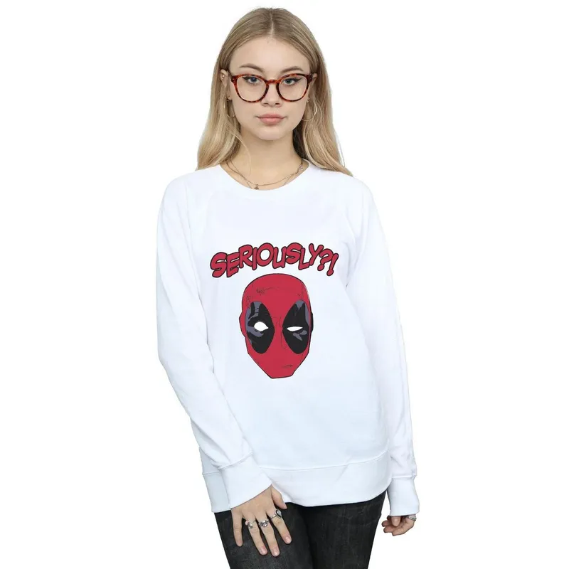 Marvel Women's Deadpool Seriously Sweatshirt in White Size: Small White S