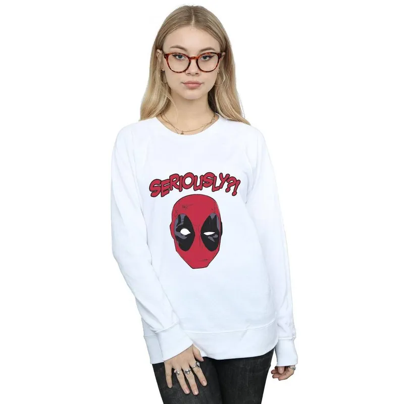 Marvel Women's Deadpool Seriously Sweatshirt in White Size: XL White XL