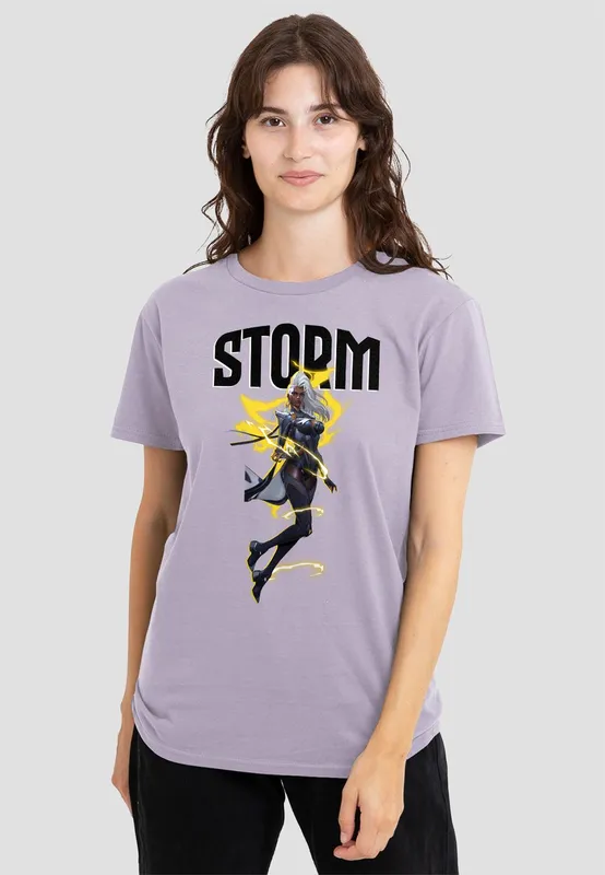 Marvel Women's Games Rivals Storm Mistress Of The Skies T-Shirt, Soft Lavendar in Lavender Size: 2XL Lavender 2XL