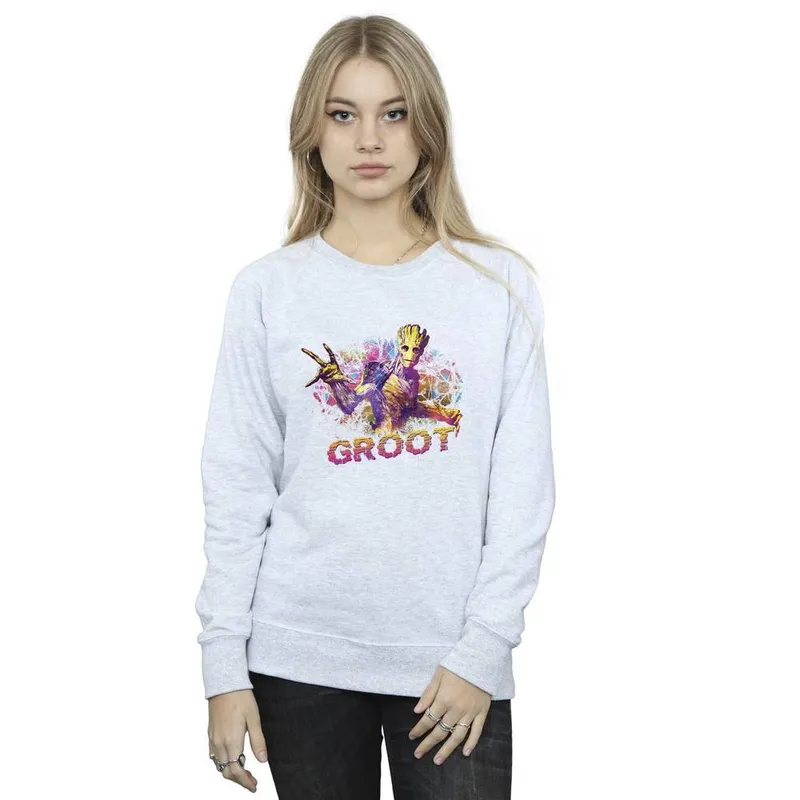 Marvel Women's Guardians Of The Galaxy Abstract Groot Sweatshirt in Grey Size: XL Grey XL