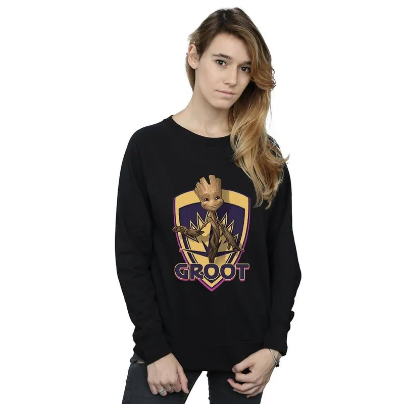 Marvel Women's Guardians Of The Galaxy Groot Badge Sweatshirt in Black Size: 2XL - Black