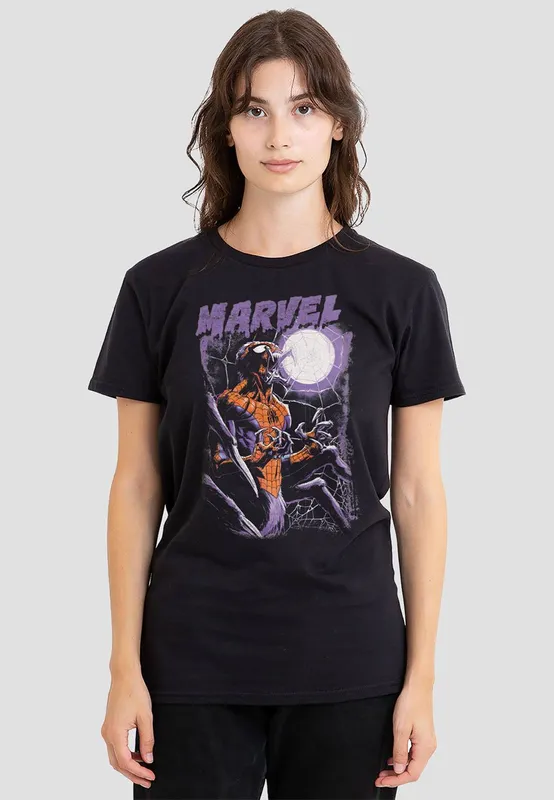 Marvel Women's Halloween Manspider Roars T-Shirt, Black Size: 2XL Black 2XL