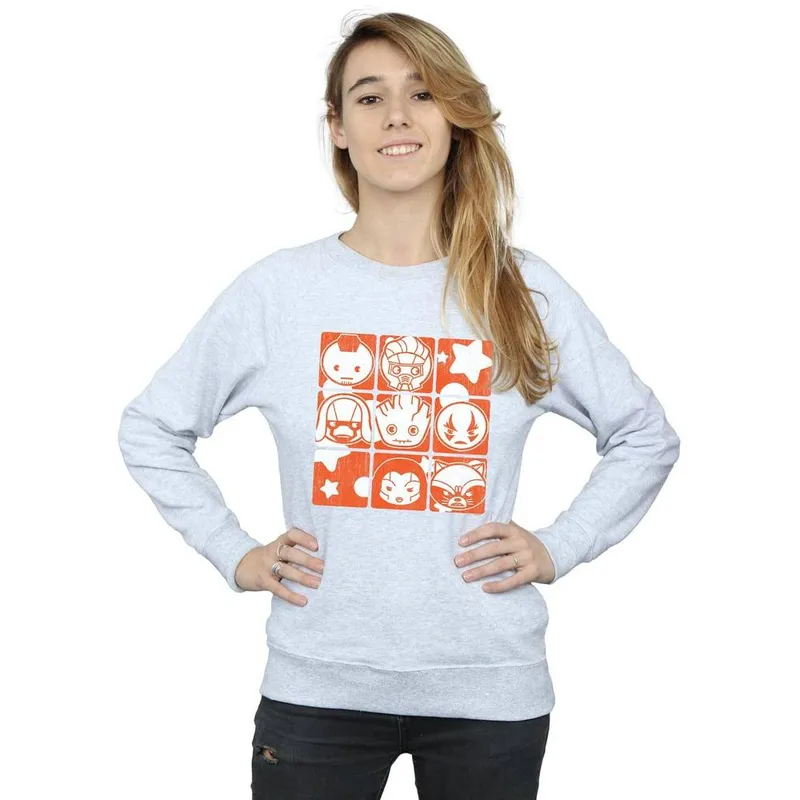 Marvel Women's Kawaii Guardians Of The Galaxy Retro Sweatshirt in Grey Size: 2XL - Grey